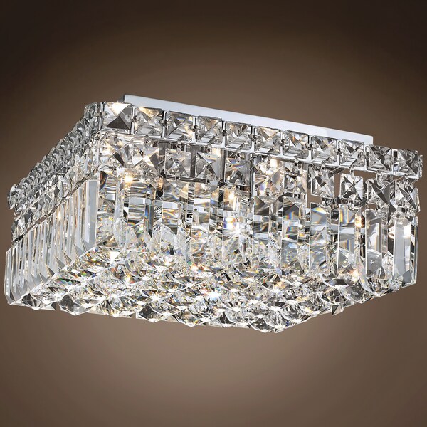 Joshua Marshal Ibiza Design 4 Light 12 Chrome Flush Mount w/Clear Swarovski Crystals 701068-003